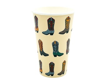 Vintage Boots Print Paper Cups (Pack of 8)