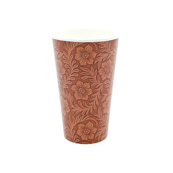 Floral Tooled Leather Paper Cups (Pack of 8)