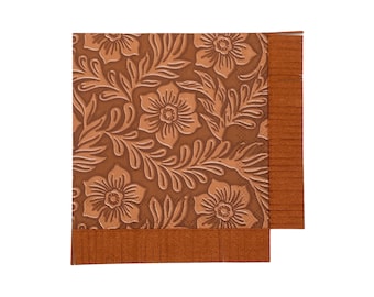 Floral Tooled Leather Fringe Cocktail Napkins (Pack of 20)