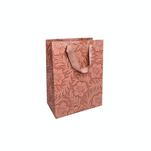 Floral Tooled Leather Medium Gift Bag