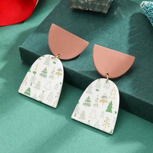 Polymer Clay Christmas Tree Earrings: Festive Dangles, Handmade UK