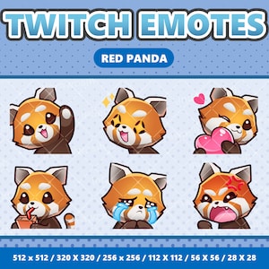 Paquete de gestos Kawaii de Panda Rojo 1 - Twitch / Discord / YouTube / Streamer / Lindo / Digital