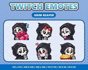 Grim Reaper Kawaii Emotes Pack 5 - Twitch | Discord | YouTube | Streamer | Cute | Digital