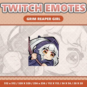 Sensenmann Mädchen Messer Sense Kawaii Emote - Twitch | Discord | YouTube | Luftschlangen | Niedlich | Digital
