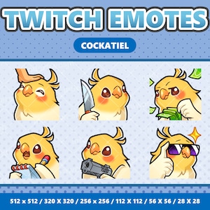 Cockatiel Bird Kawaii Emotes Pack 3 - Twitch / Discord / YouTube / Streamer / Lindo / Digital