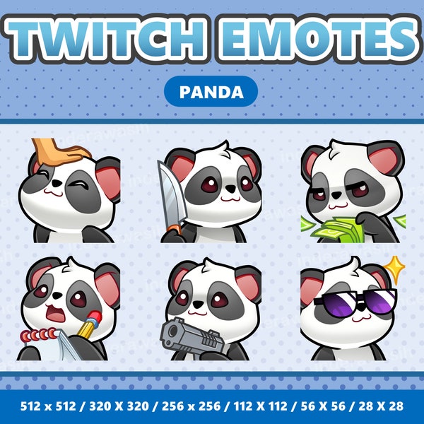 Panda Kawaii Emotes Pack 3 - Twitch | Discord | YouTube | Streamer | Cute | Digital