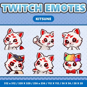 Kitsune Kawaii Emotes Pack 6 - Twitch | Discord | YouTube | Streamer | Cute | Digital