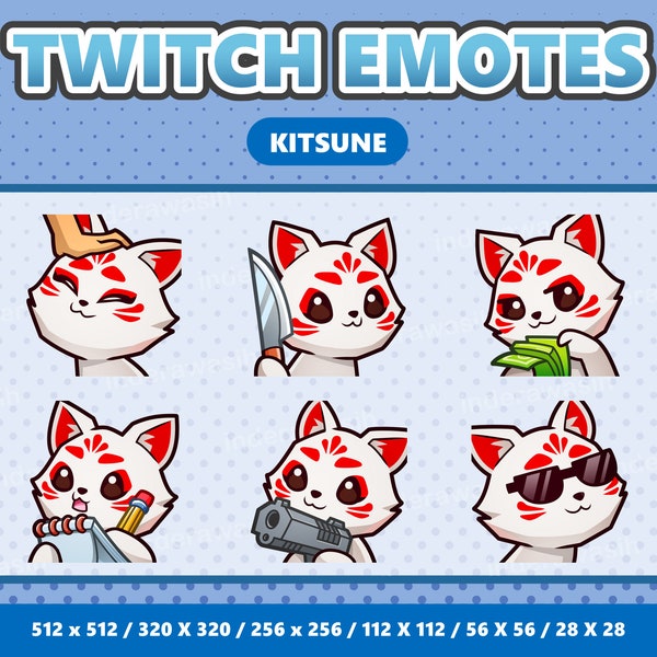 Kitsune Kawaii Emotes Pack 3 - Twitch | Discord | YouTube | Streamer | Cute | Digital