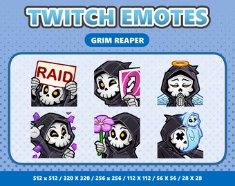 Grim Reaper Kawaii Emotes Pack 4 - Twitch | Discord | YouTube | Streamer | Cute | Digital