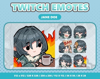 Jane Doe Kawaii Emotes Pack 2 - Twitch | Discord | YouTube | Streamer | Cute | Digital