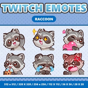 Little Raccoon Kawaii Emotes Pack 1 - Twitch | Discord | YouTube | Streamer | Cute | Digital