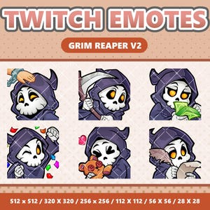 Sensenmann V2 Kawaii Emotes Pack 3 - Twitch | Discord | YouTube | Luftschlangen | Niedlich | Digital