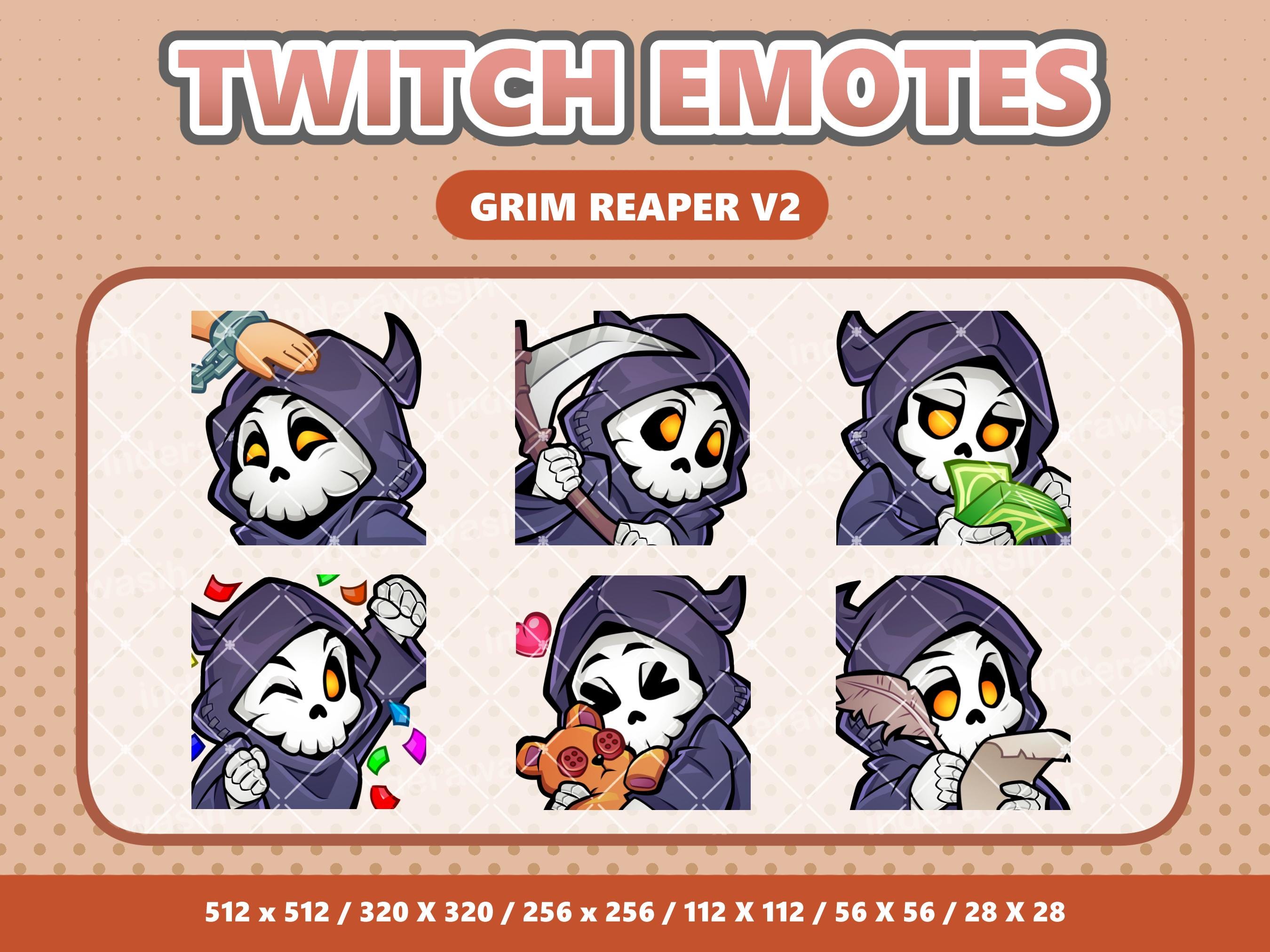 Grim Reaper V2 Kawaii Emotes Pack 3 - Twitch | Discord | YouTube | Streamer | Cute | Digital