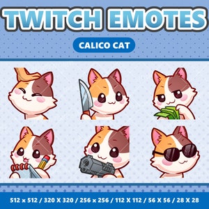 Calico Cat Kawaii Emotes Pack 3 - Twitch | Discord | YouTube | Streamer | Cute | Digital
