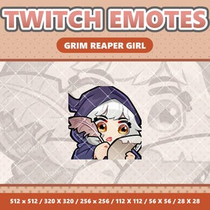Sensenmann Mädchen Notizen Kawaii Emote - Twitch | Discord | YouTube | Luftschlangen | Niedlich | Digital
