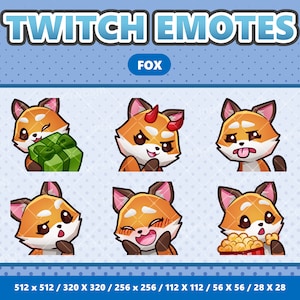 Little Fox Kawaii Emotes Pack 5 - Twitch | Discord | YouTube | Streamer | Uroczy | Cyfrowy