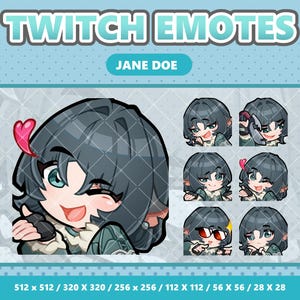 Jane Doe Kawaii Emotes Pack 1 - Twitch | Discord | YouTube | Streamer | Cute | Digital