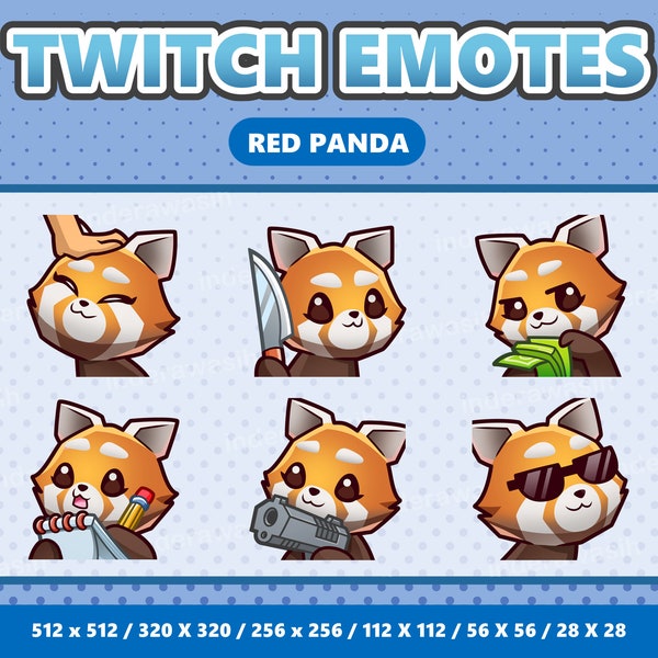 Red Panda Kawaii Emotes Pack 3 - Twitch | Discord | YouTube | Streamer | Cute | Digital