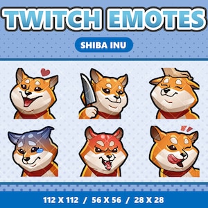 Shiba Inu Kawaii Dog Emotes Pack (6) - Twitch | Discord | YouTube | Streamer | Cute | Anime | Funny