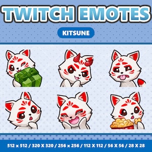 Kitsune Kawaii Emotes Pack 5 - Twitch | Discord | YouTube | Streamer | Cute | Digital