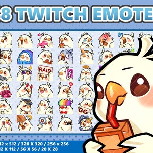 Mega 48 Emote Bundle Albino Nymphensittich Vogel Kawaii - Twitch | Discord | YouTube | Luftschlangen | Niedlich | Digital