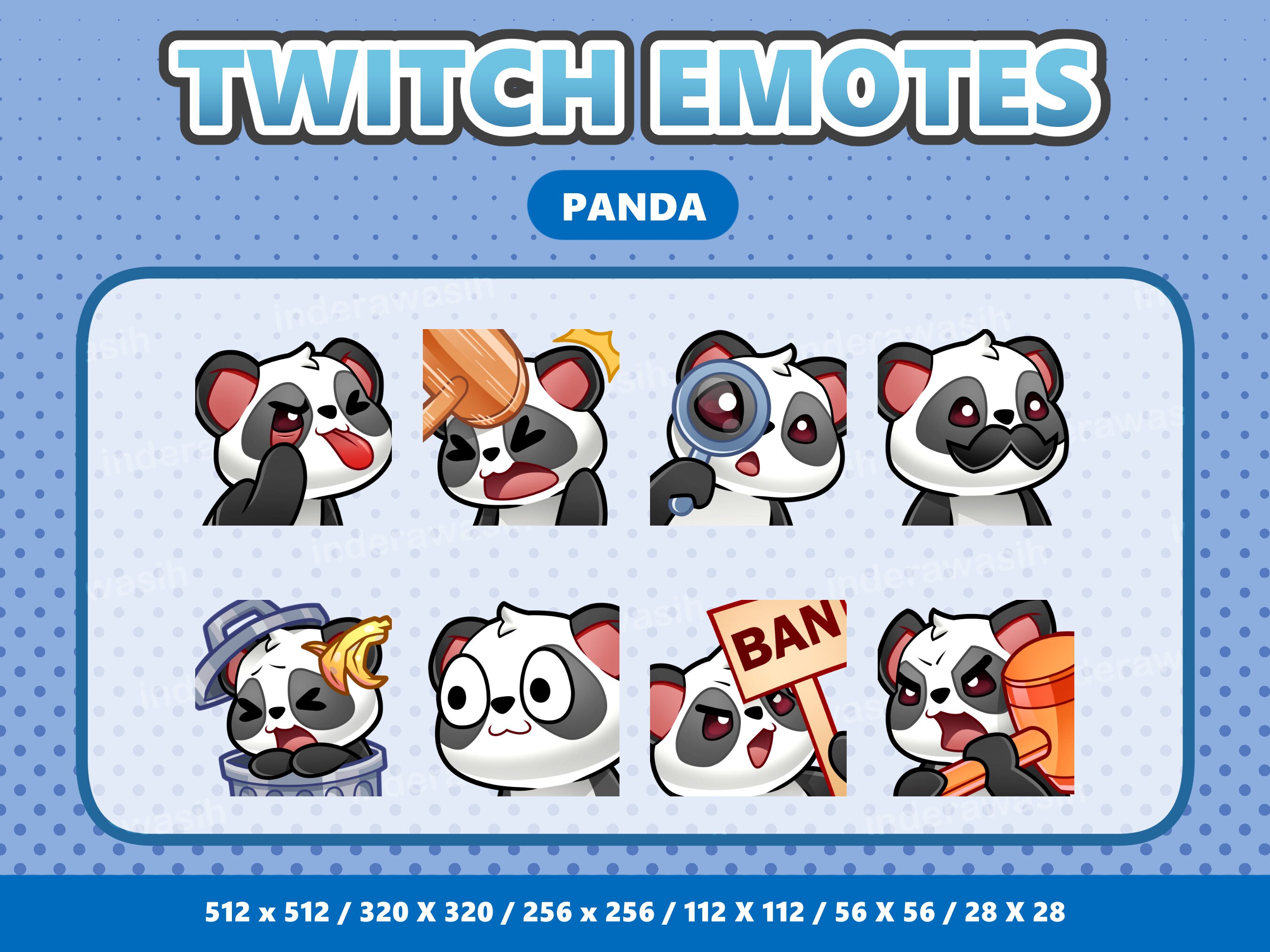 Mega 48 Emote Bundle Panda Kawaii Twitch Discord Youtube Streamer Cute ...