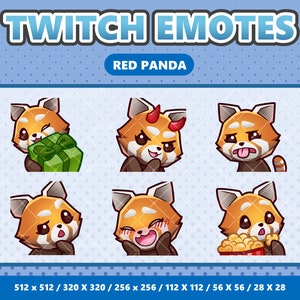 Paquete de 5 emoticones kawaii de panda rojo: Twitch, Discord, YouTube, transmisores, lindos y digitales