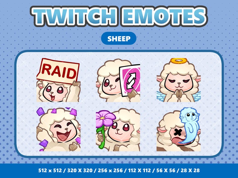 Sheep Emotes Pack – Twitch, Discord, Youtube Streamer Graphics (digital ...