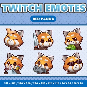 Red Panda Kawaii Emotes Pack 3 - Twitch / Discord / YouTube / Streamer / Lindo / Digital