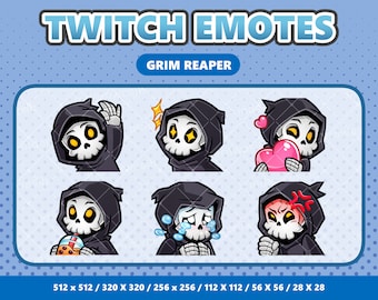 Grim Reaper Kawaii Emotes Pack 1 - Twitch | Discord | YouTube | Streamer | Cute | Digital