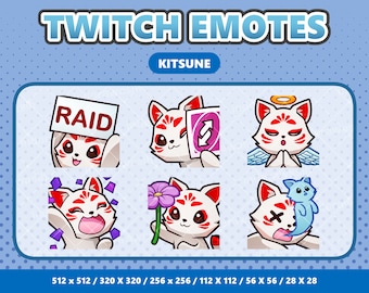 Kitsune Kawaii Emotes Pack 4 - Twitch | Discord | YouTube | Streamer | Cute | Digital