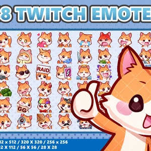 Mega 48 Emote Bundle Gato atigrado naranja kawaii - Twitch / Discord / YouTube / Streamer / Lindo / Digital