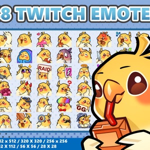 Mega 48 Emote Bundle Cockatiel Bird Kawaii - Twitch | Discord | YouTube | Streamer | Cute | Digital