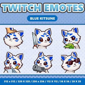 ブルーキツネかわいい絵文字パック 3 - Twitch | Discord | YouTube | ストリーマー | かわいい | デジタル