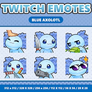 小さな青いアホロートルのかわいい絵文字パック 3 - Twitch | Discord | YouTube | ストリーマー | かわいい | デジタル