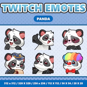 Panda Kawaii Emotes Pack 6 - Twitch / Discord / YouTube / Streamer / Lindo / Digital