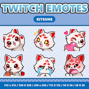 Kitsune Kawaii Emotes Pack 1 - Twitch | Discord | YouTube | Streamer | Cute | Digital