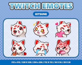 Kitsune Kawaii Emotes Pack 1 - Twitch | Discord | YouTube | Streamer | Cute | Digital