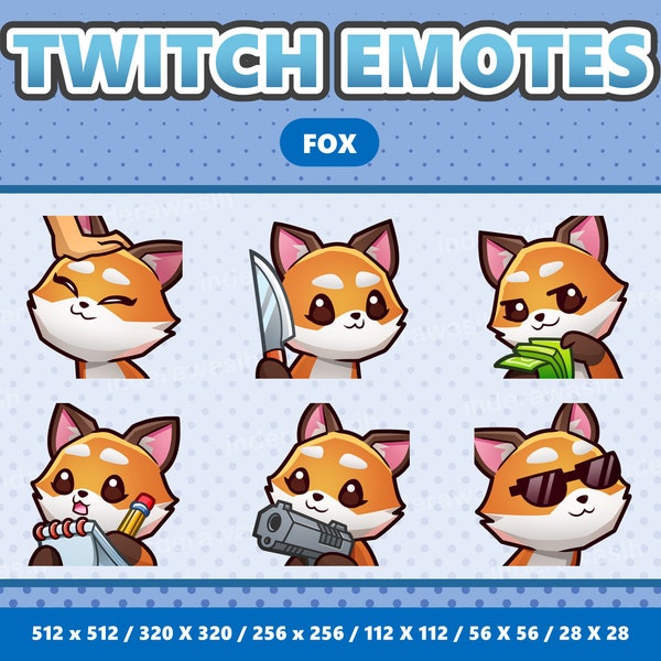 Little Fox Kawaii Emotes Pack 3 - Twitch | Discord | YouTube | Streamer | Cute | Digital