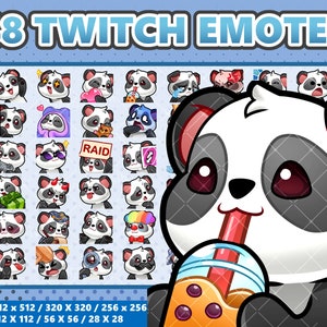 Mega 48 Emote Bundle Panda Kawaii - Twitch | Discord | YouTube | Streamer | Cute | Digital
