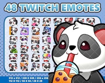 Mega 48 Emote Bundle Panda Kawaii - Twitch | Discord | YouTube | Streamer | Cute | Digital