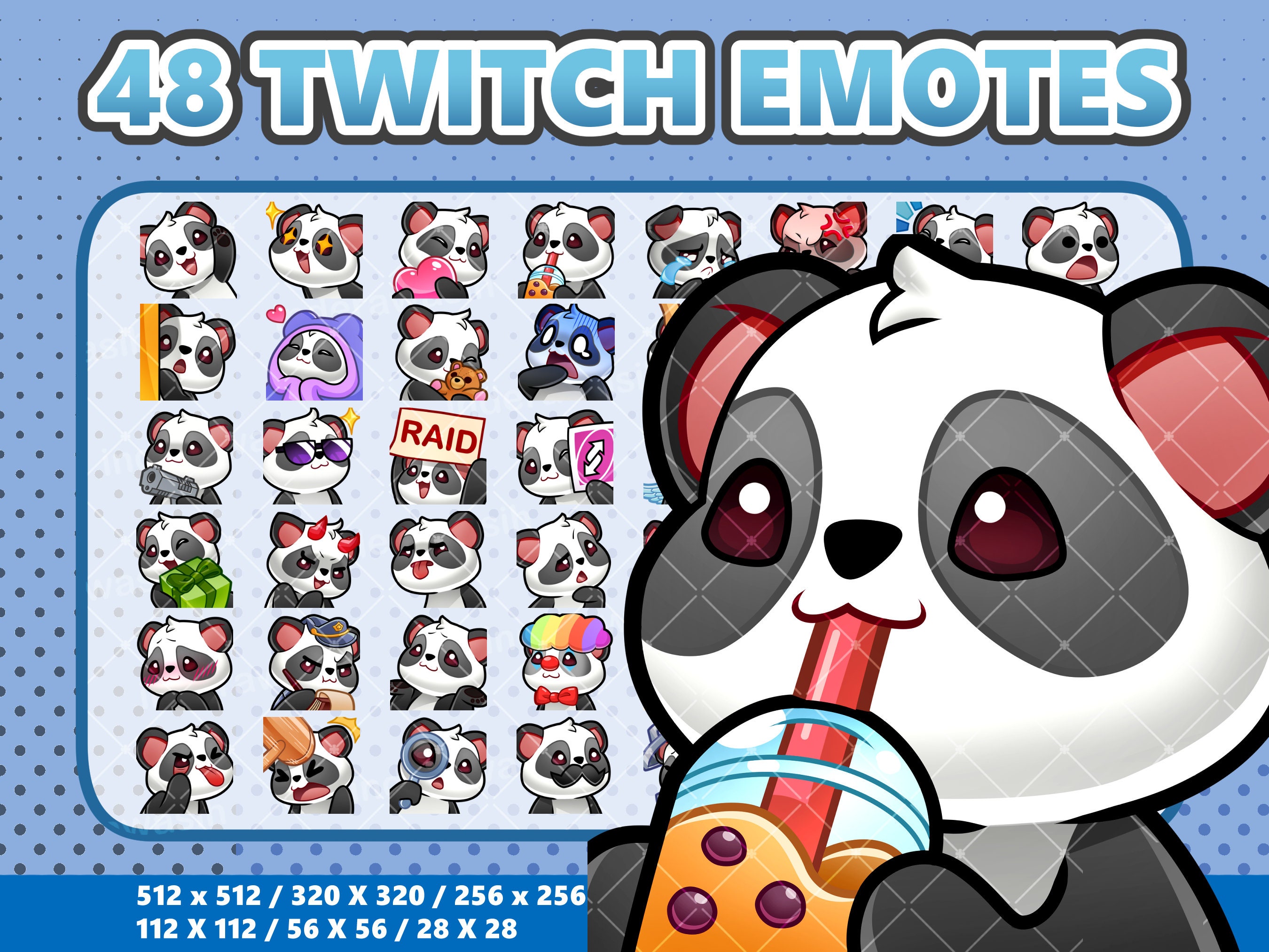 Mega 48 Emote Bundle Panda Kawaii - Twitch | Discord | Youtube ...