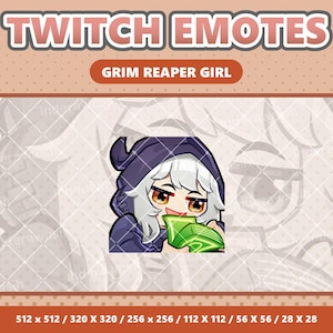 Sensenmann Mädchen reich Kawaii Emote - Twitch | Discord | YouTube | Luftschlangen | Niedlich | Digital