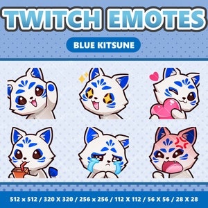 ブルーキツネかわいい絵文字パック 1 - Twitch | Discord | YouTube | ストリーマー | かわいい | デジタル