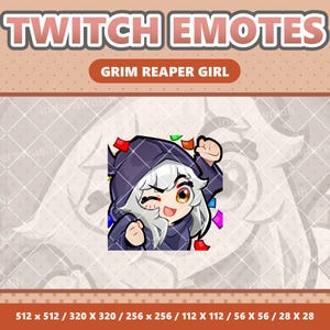 Sensenmann Mädchen Hype Kawaii Emote - Twitch | Discord | YouTube | Luftschlangen | Niedlich | Digital