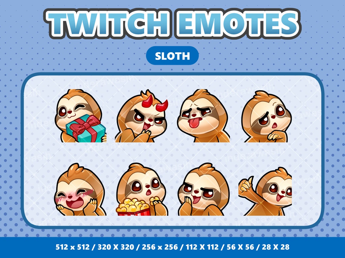 48 Little Sloth Emote Bundle, Static Twitch Emotes, Kawaii Discord ...