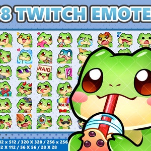Mega 48 Emote Bundle Little Frog Kawaii - Twitch / Discord / YouTube / Streamer / Lindo / Digital