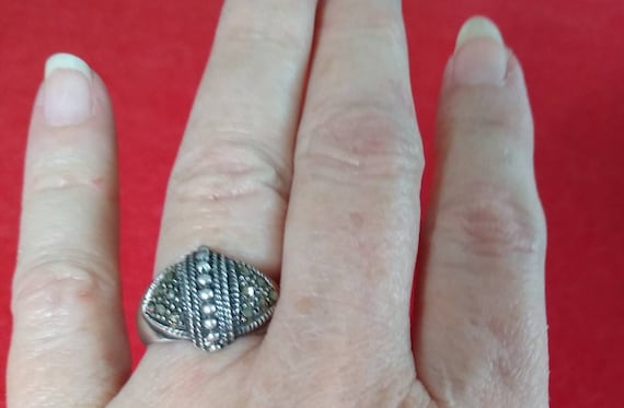 Vintage Marcasite Dome Band Ring, Antique Jewelry… - image 2