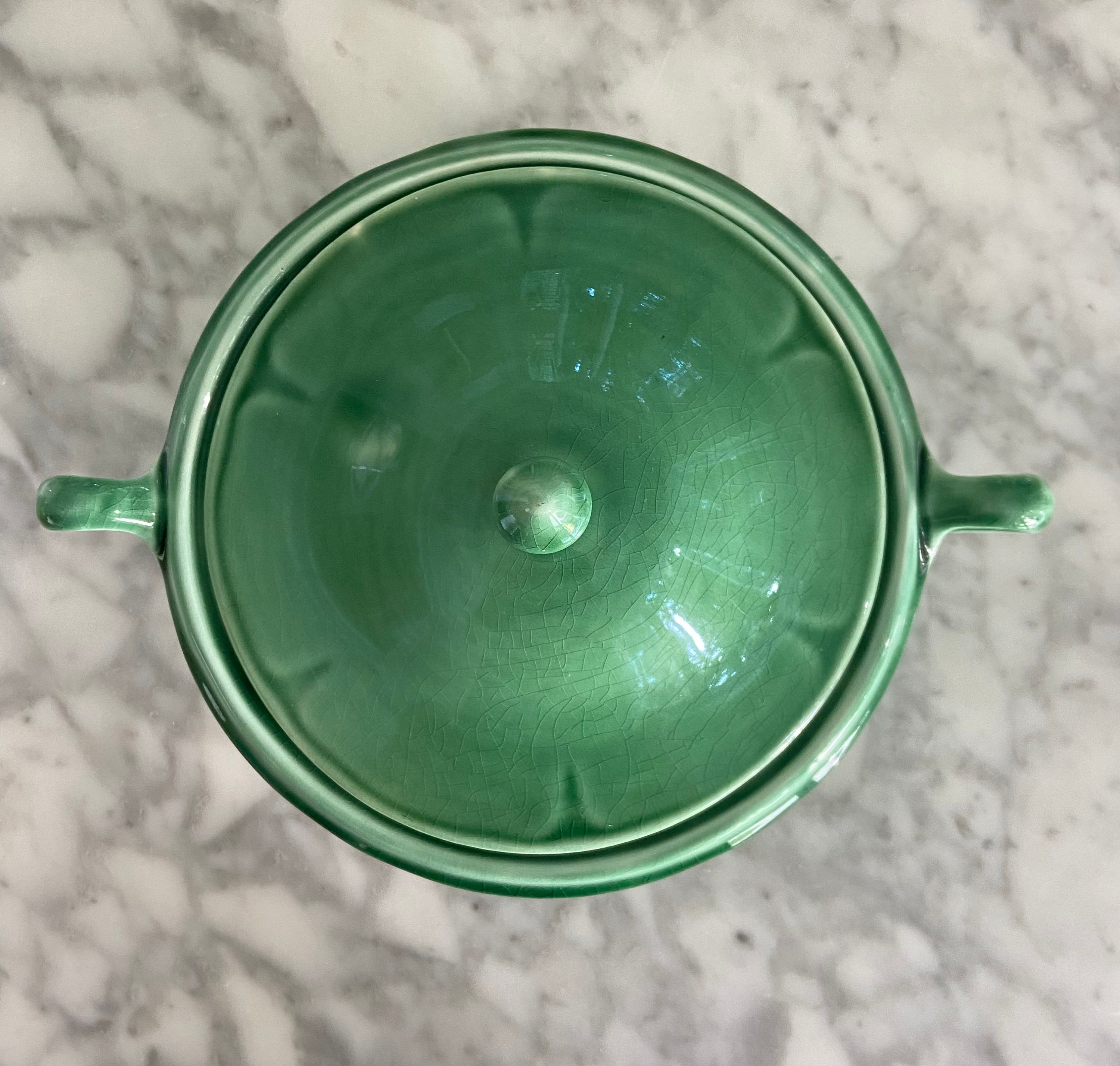 Vintage Green Ceramic Serving Dish With Lid Etsy