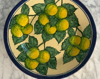 Huge Hand Made Mexican Ceramic Platter with Lemons - Terra Cotta  - Earthenware